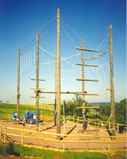Pole based rope challenge course